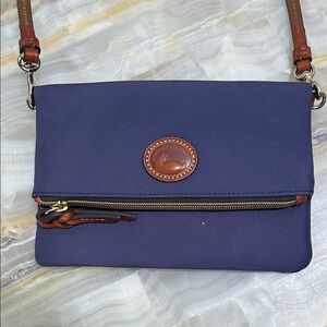 Dooney & Bourke Blue Crossbody Bag with Brown Accents